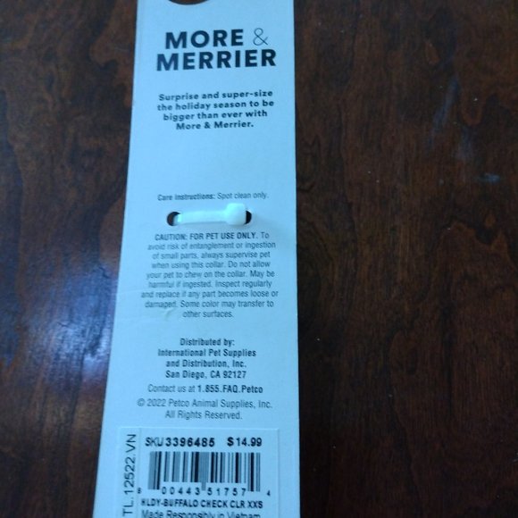 Buffalo Check Dog Collar, Red and black, XXS - Picture 3 of 3